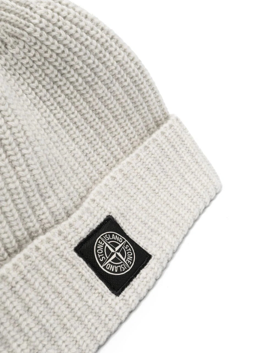 Compass motif ribbed-knit Beanie in Light Grey