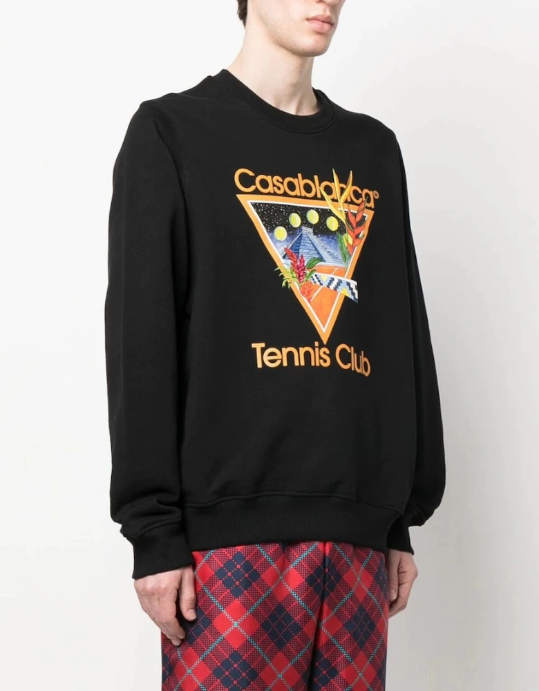 Tennis Club Icon Printed Sweatshirt in Black