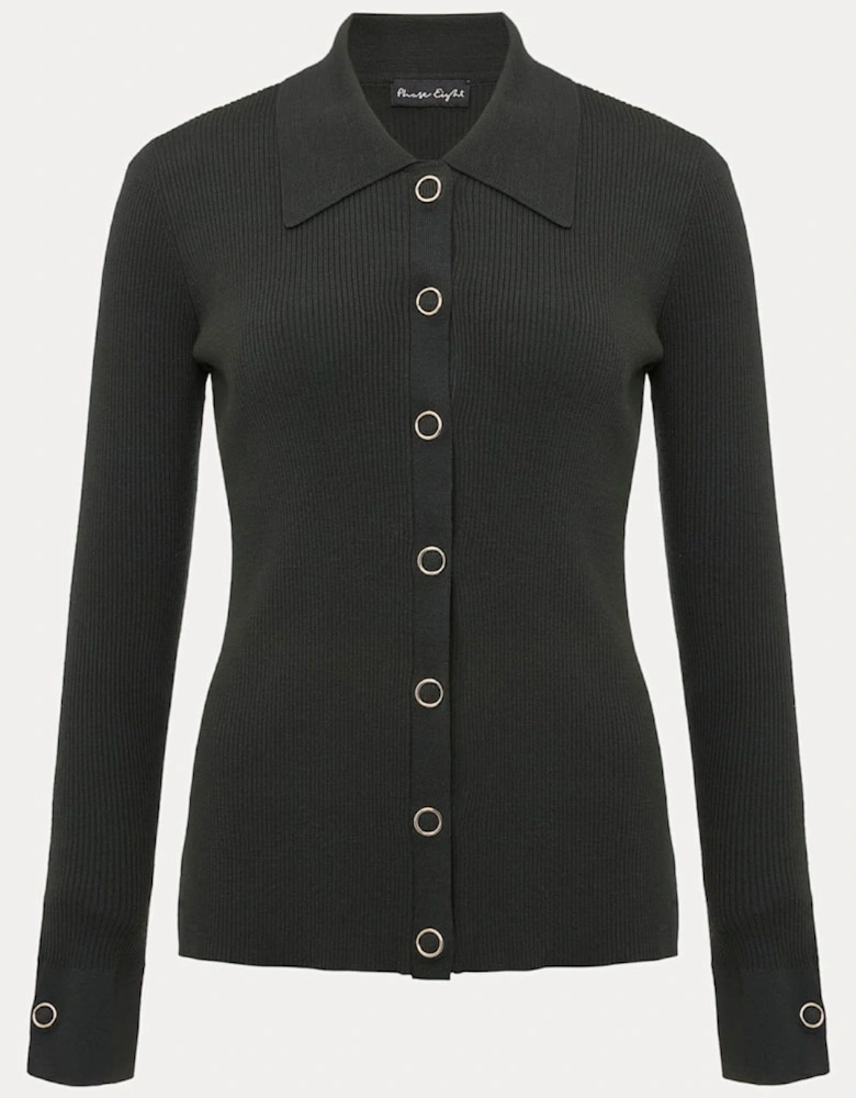 Irina Ribbed Button Front Knit Top