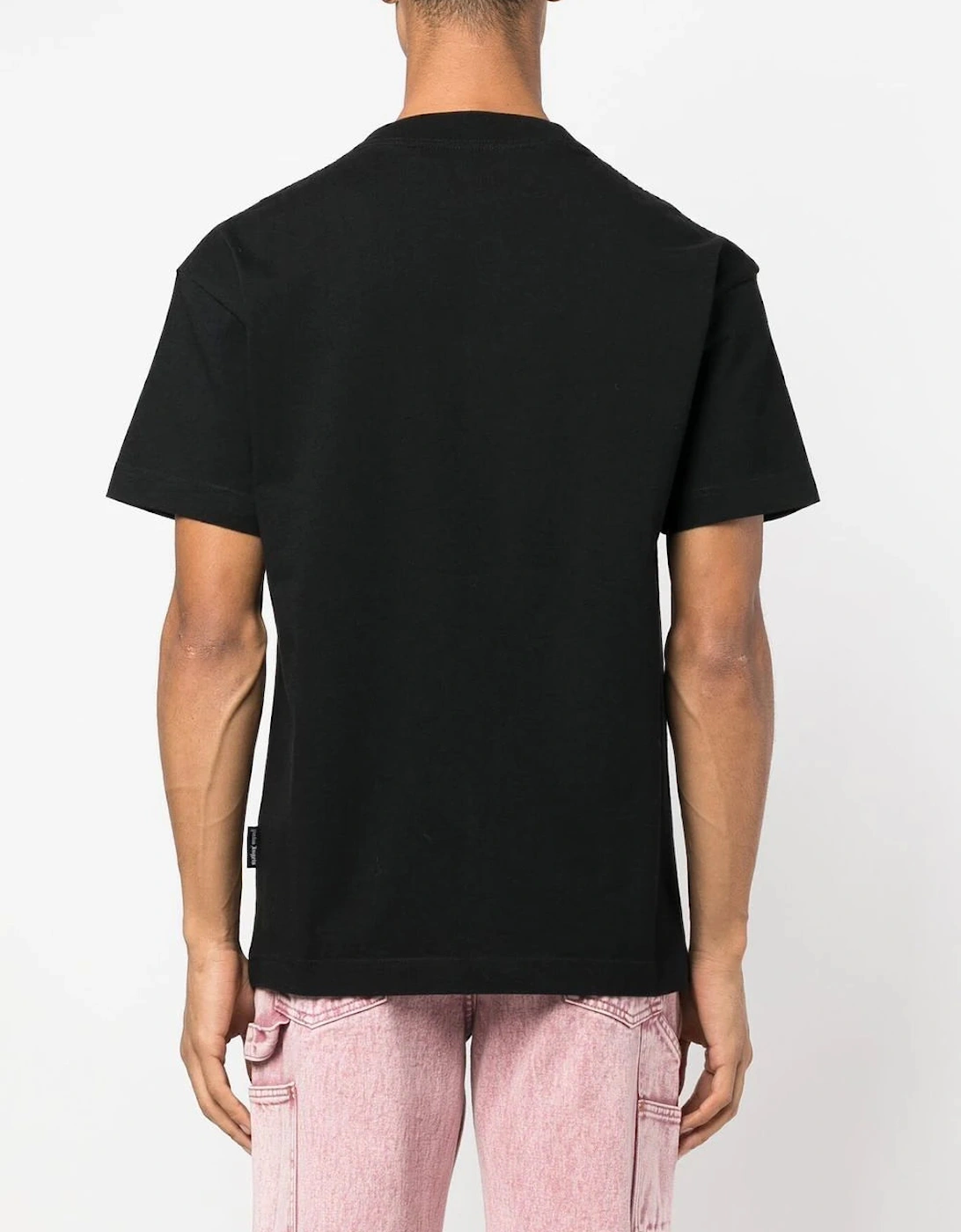 Pink Star Sprayed Logo-print T-shirt Black