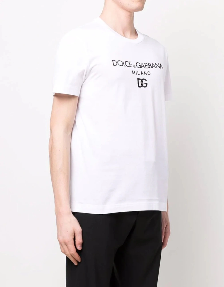 Cotton T-shirt with DG Embroidery and Patch White