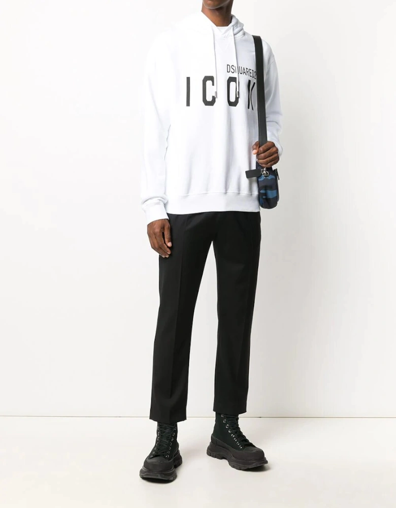 Icon Print Hoodie in White