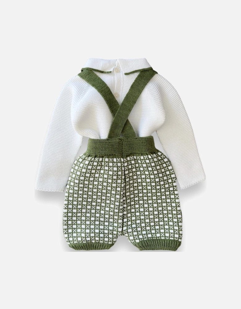 Olive Knitted Dungaree Set