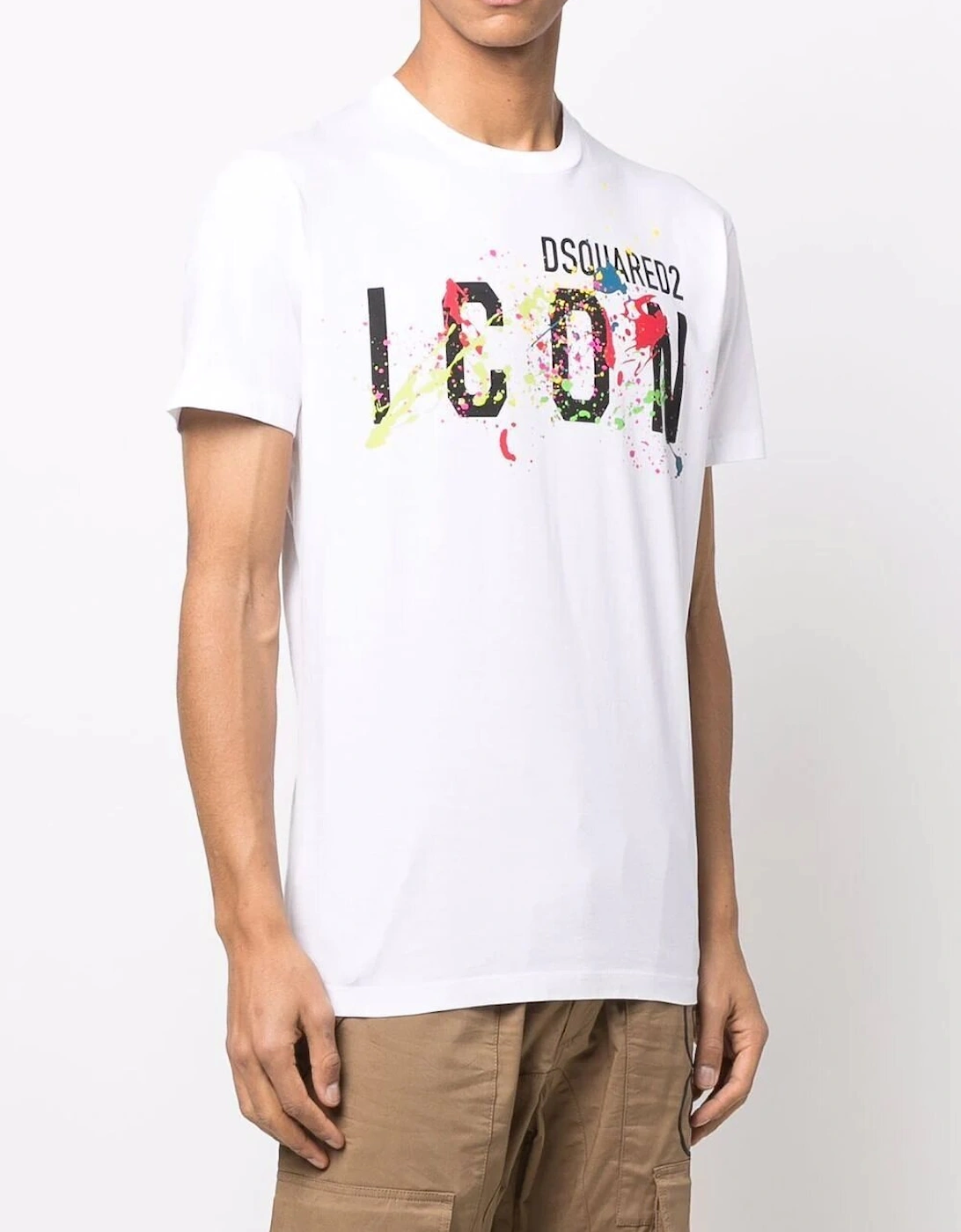 White Cool-Fit Paint-Splattered ICON T-shirt