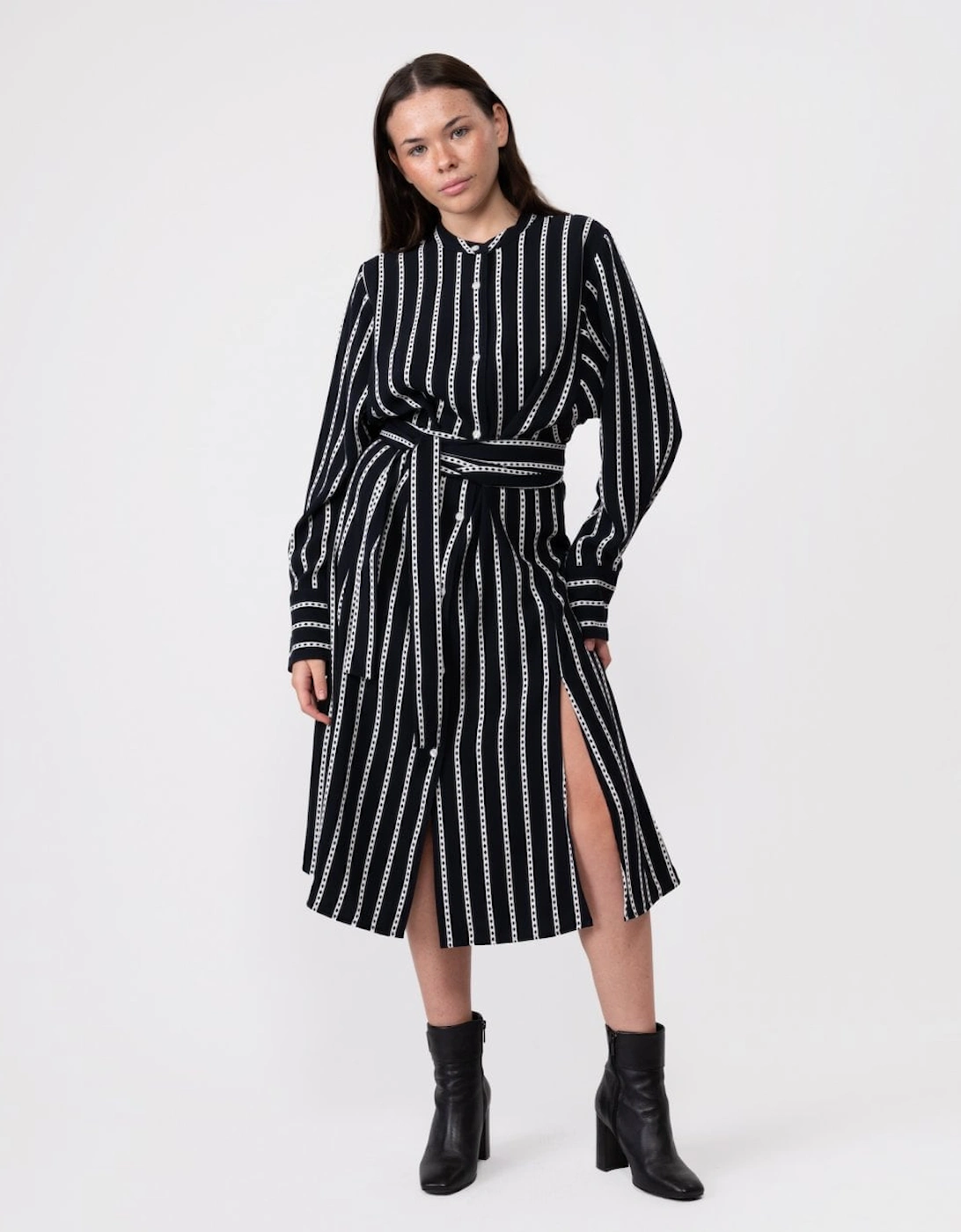 Argyle Stripe Long Sleeve Womens Midi Shirt Dress, 5 of 4