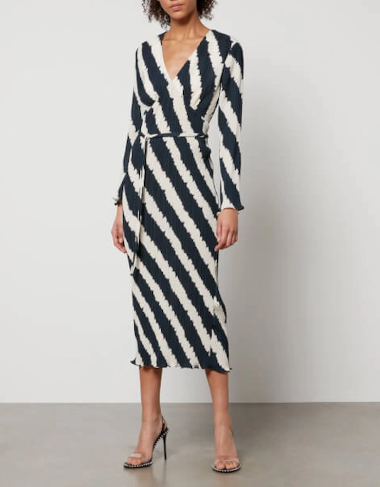 Mono Celeste Striped Plissé Dress