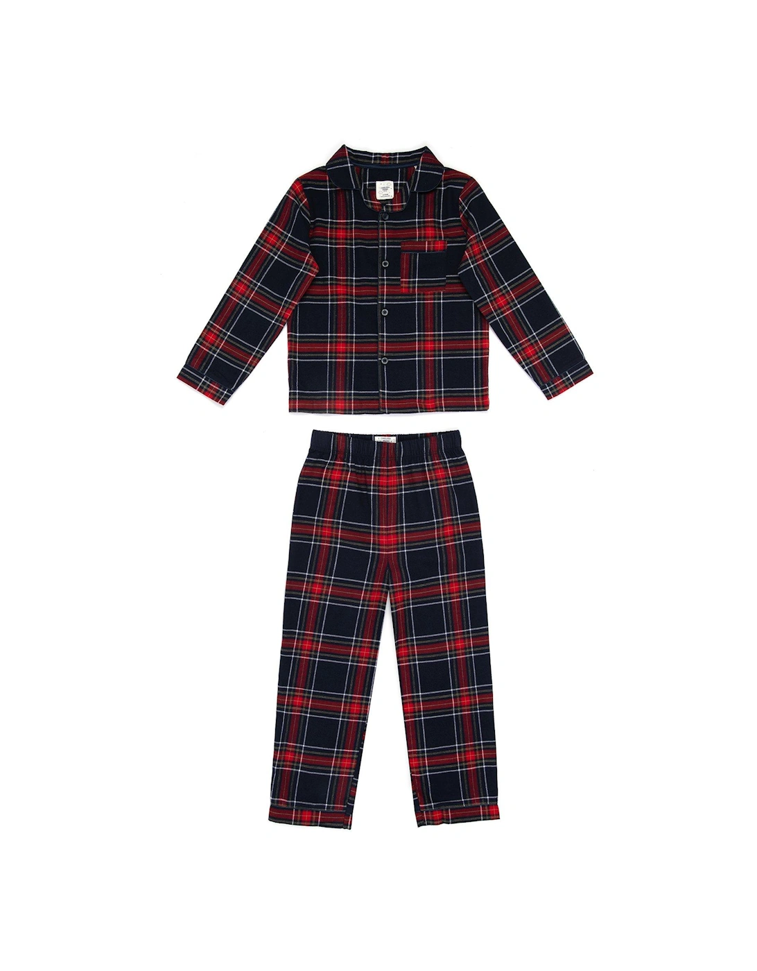 Unisex Kids Christmas Check Woven Pyjamas - Navy, 2 of 1