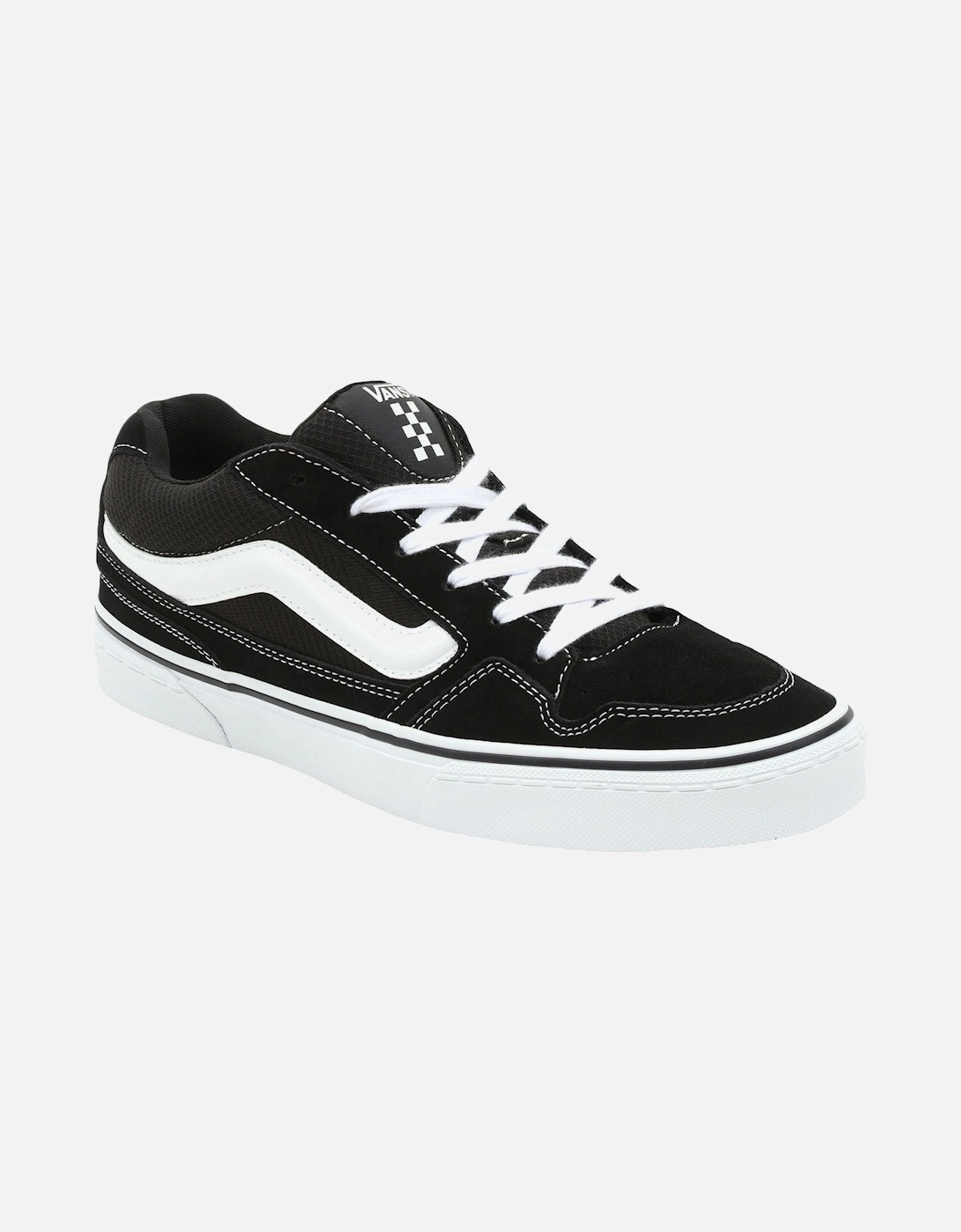 Mens Caldrone Low Rise Canvas Lace Up Trainers  - Black/White, 6 of 5