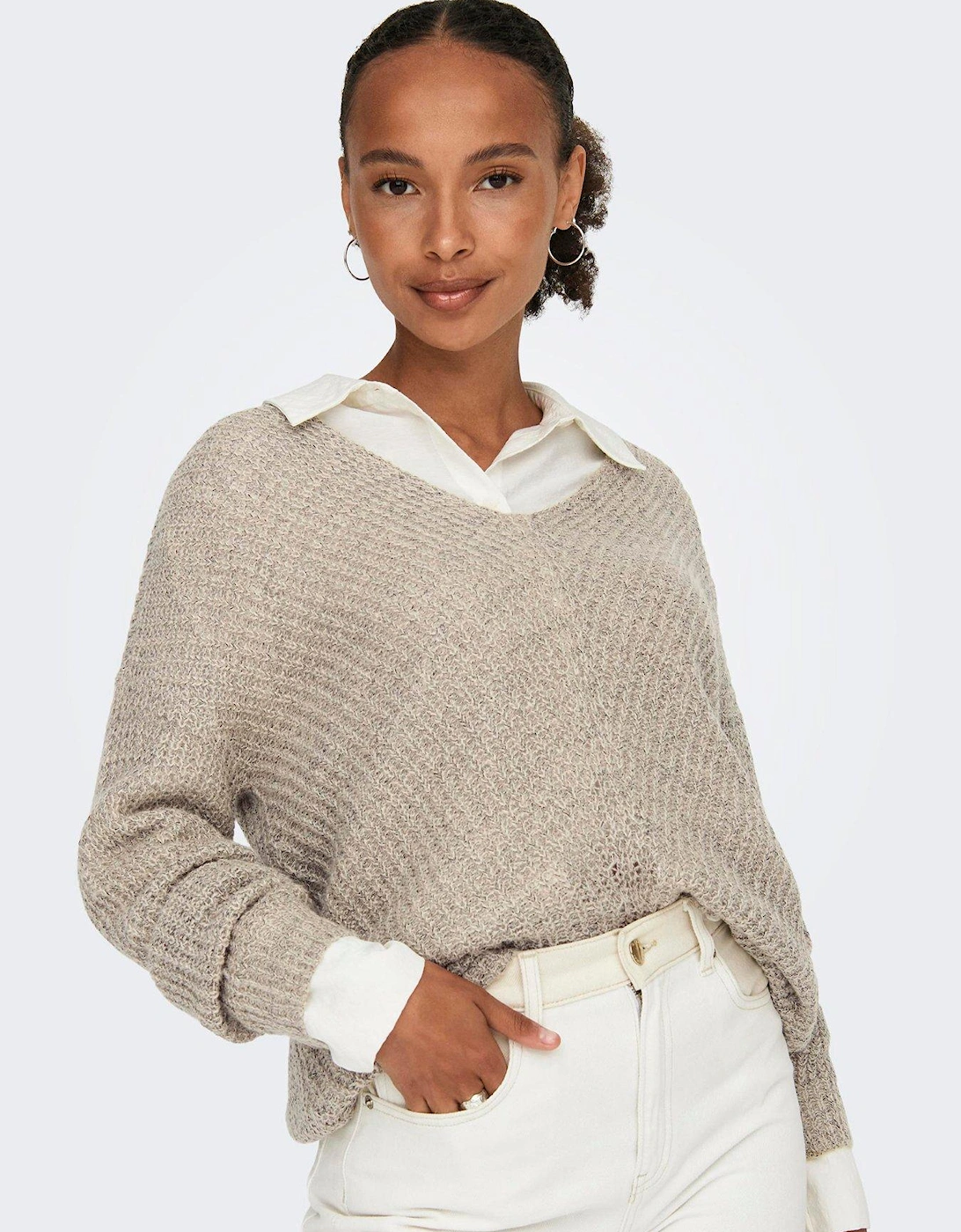 Megan Long Sleeve Pull Over Knit - Beige, 3 of 2