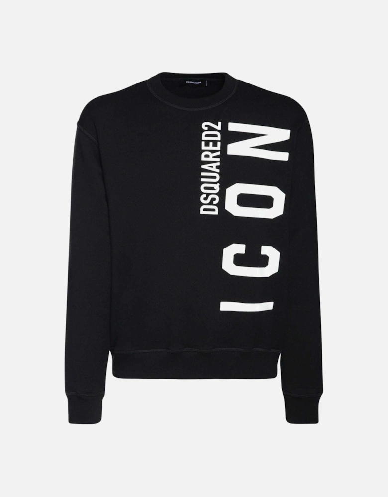 Vertical Icon Print Jersey Sweatshirt Black