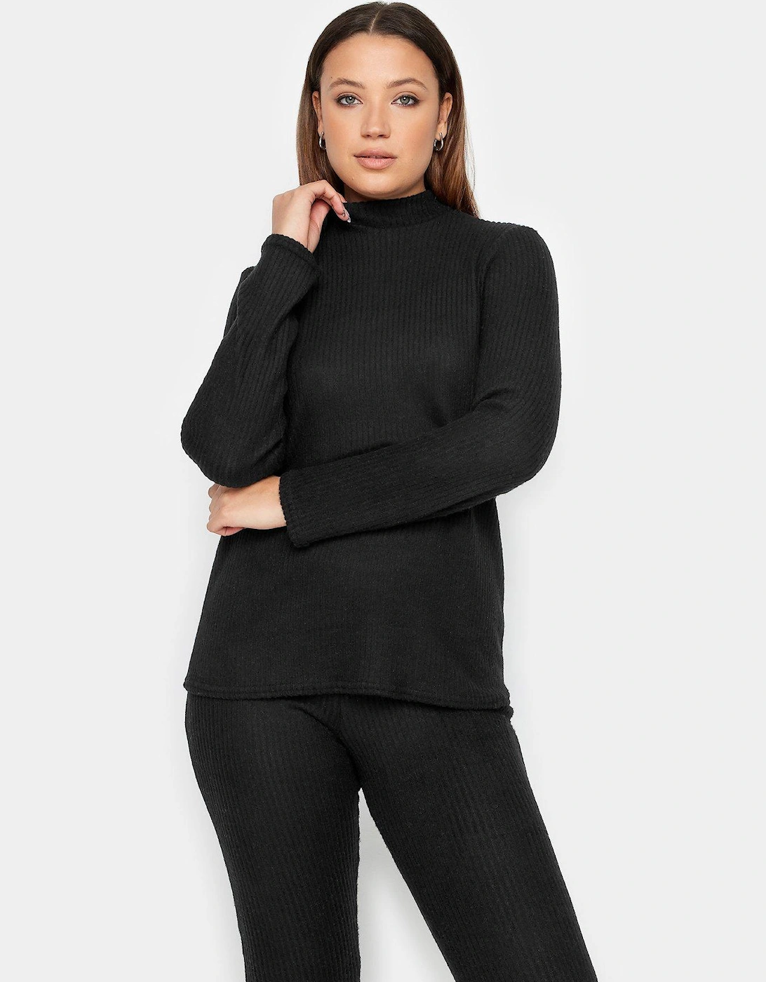 Charcoal Rib High Neck Top, 2 of 1