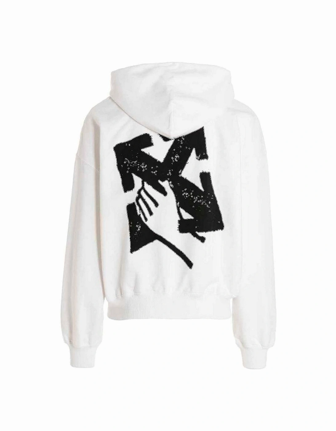 Hand Arrow Boxy White Oversized Hoodie