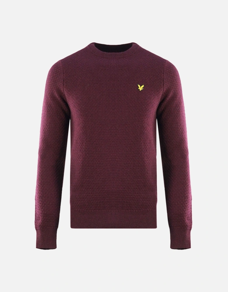 Lyle & Scott Basket Weave Knitted Burgundy Sweater