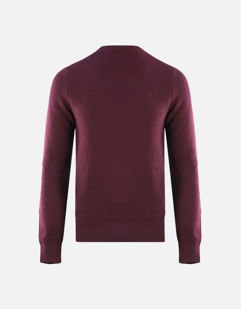 Lyle & Scott Basket Weave Knitted Burgundy Sweater