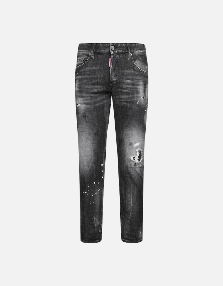 Ripped Knee Wash Cool Guy Jeans in Black