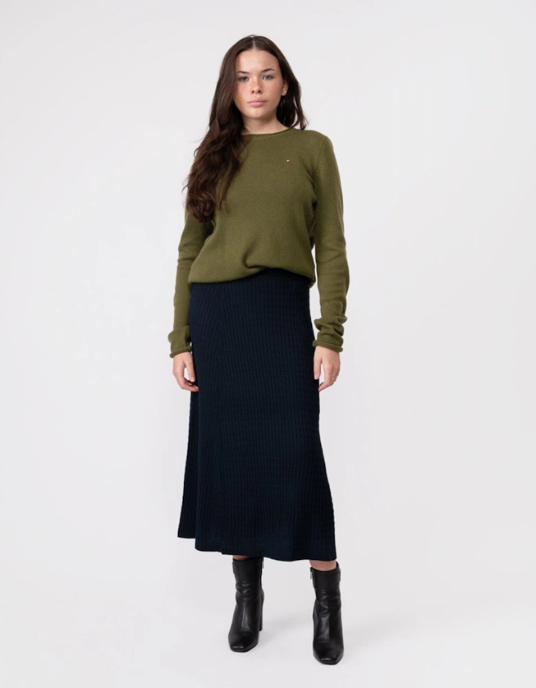 Micro Cable Womens Flared Skirt