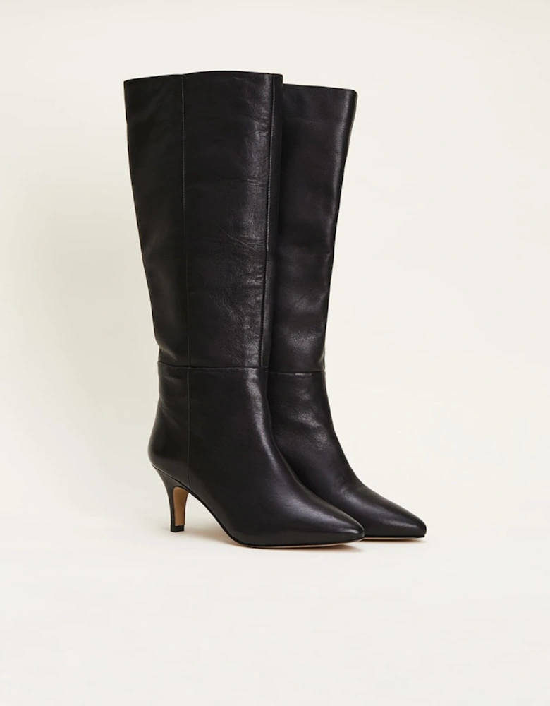 Leather Panelled Knee High Boot