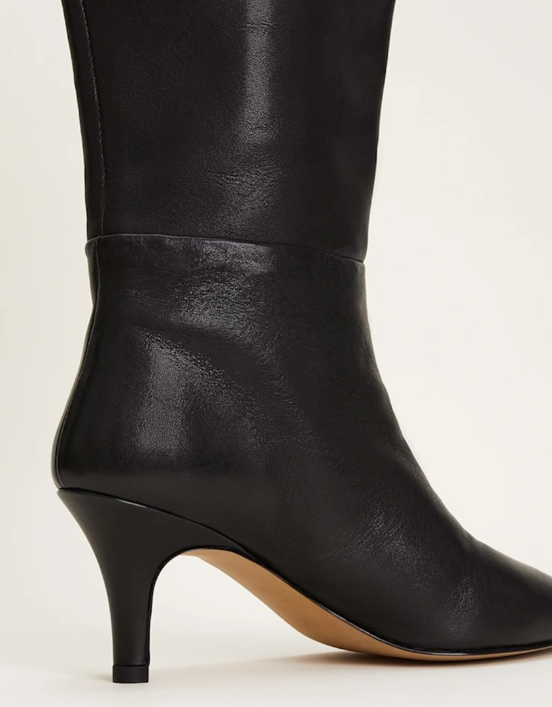 Leather Panelled Knee High Boot