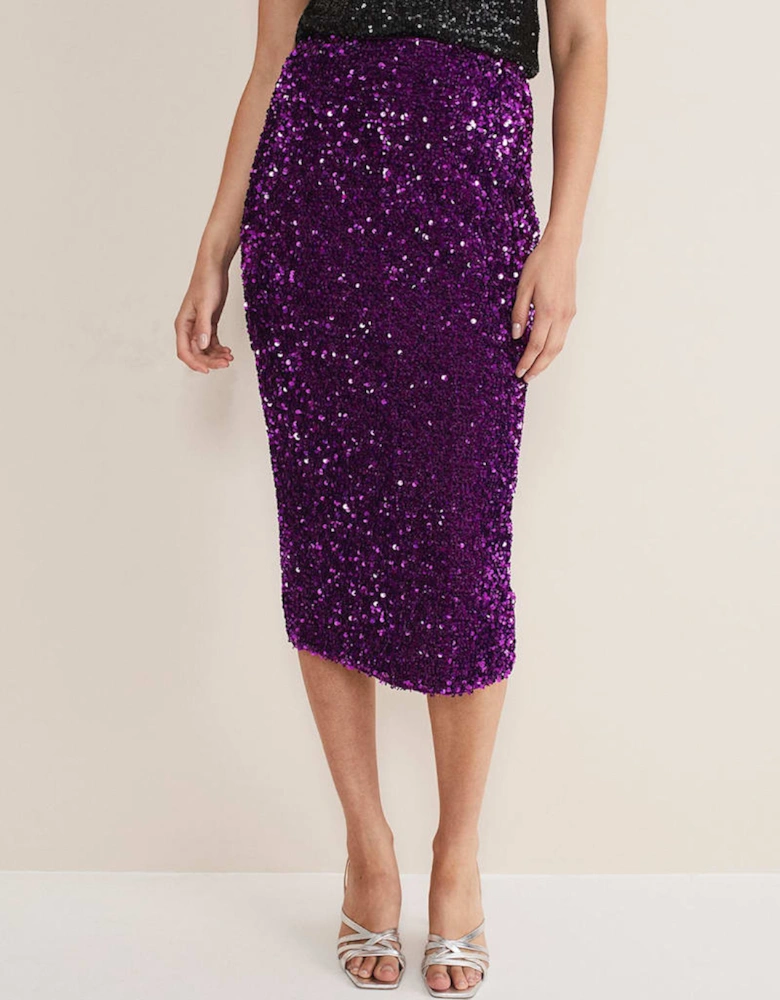 Elvira Sequin Midi Skirt