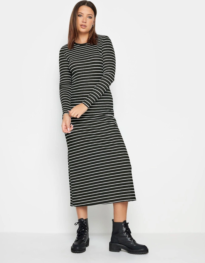 Black/stone Sleeve Stripe Rib Dress