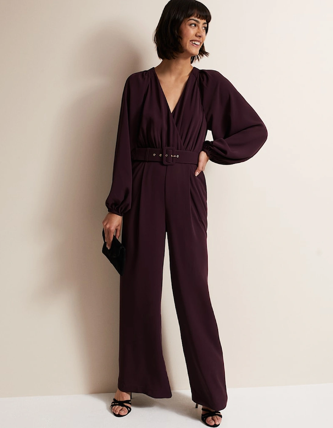 Angelina Burgundy Wide Leg Jumpsuit