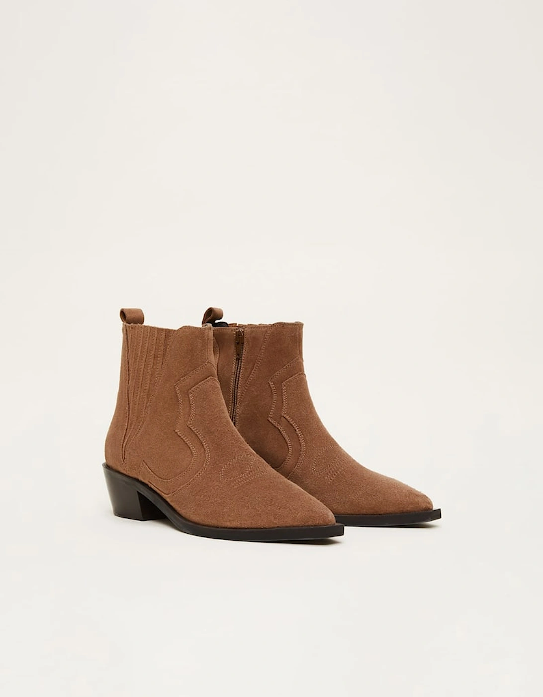 Stitch Detail Suede Ankle Boot