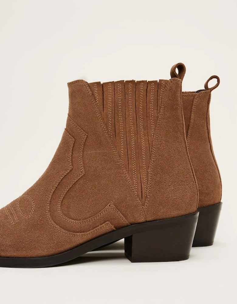 Stitch Detail Suede Ankle Boot