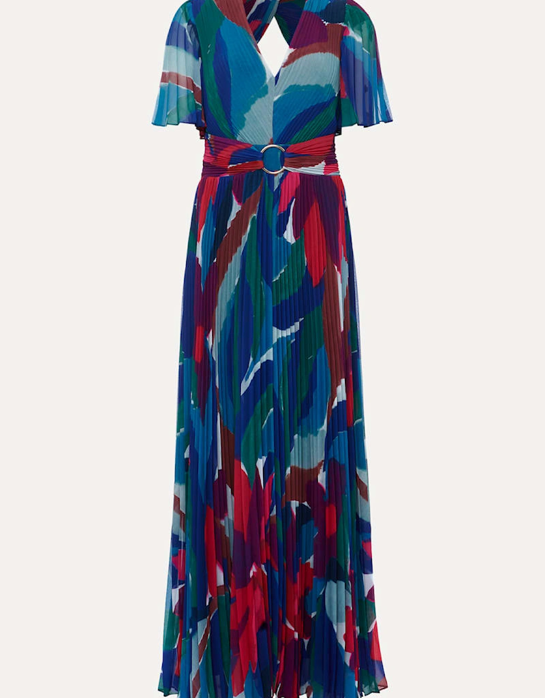 Priscilla Abstract Floral Pleated Maxi Dress