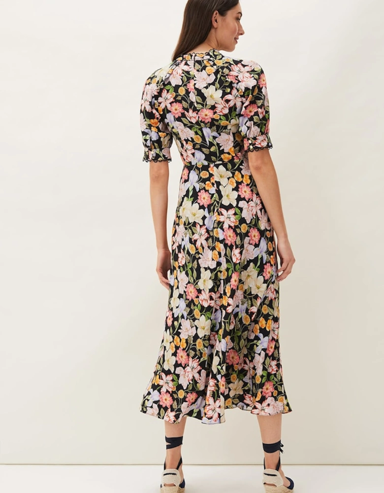 Penelope Floral Puff Sleeve Midi Dress