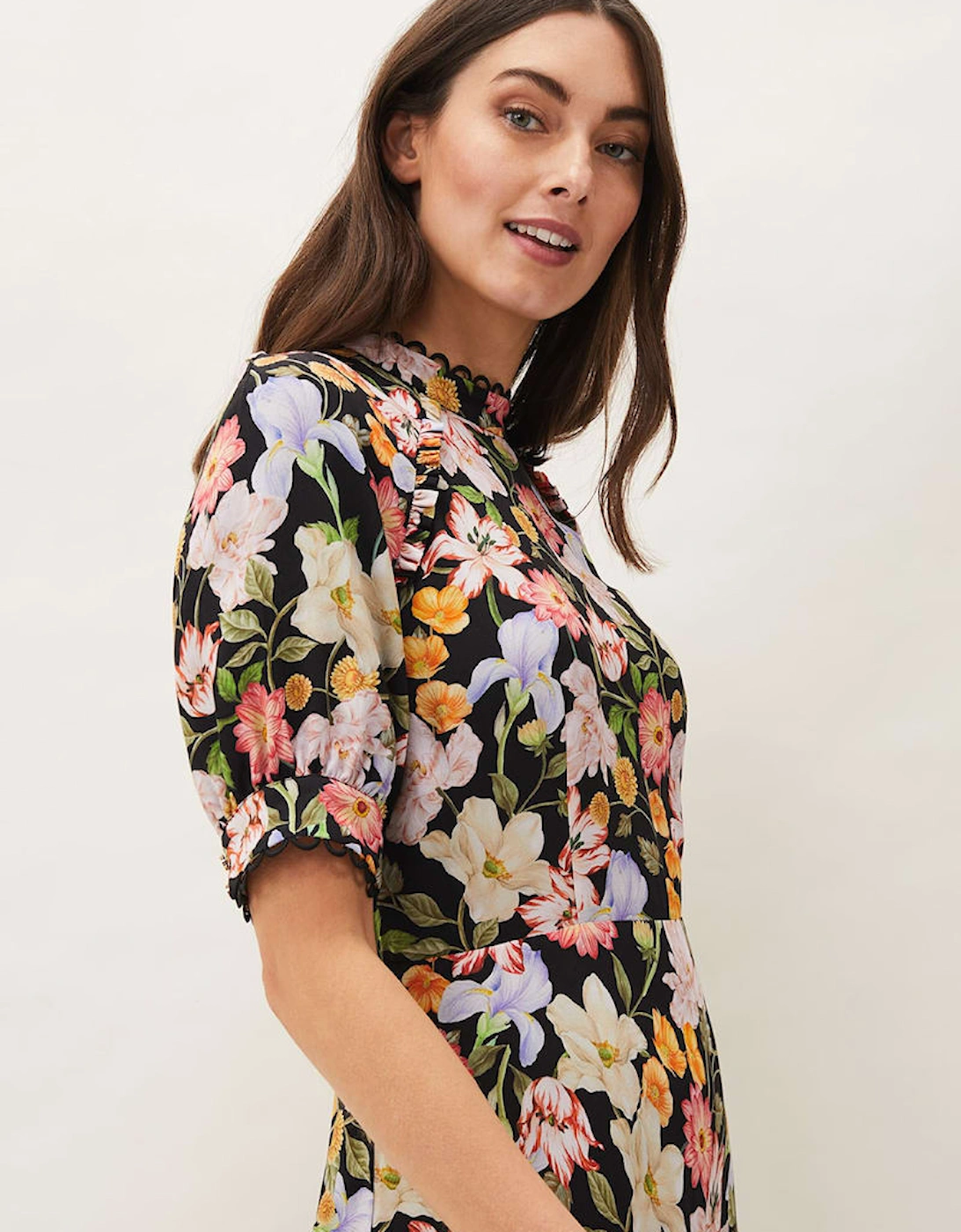 Penelope Floral Puff Sleeve Midi Dress