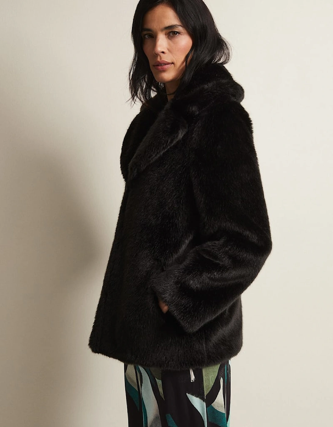 Megan Black Faux Fur Coat