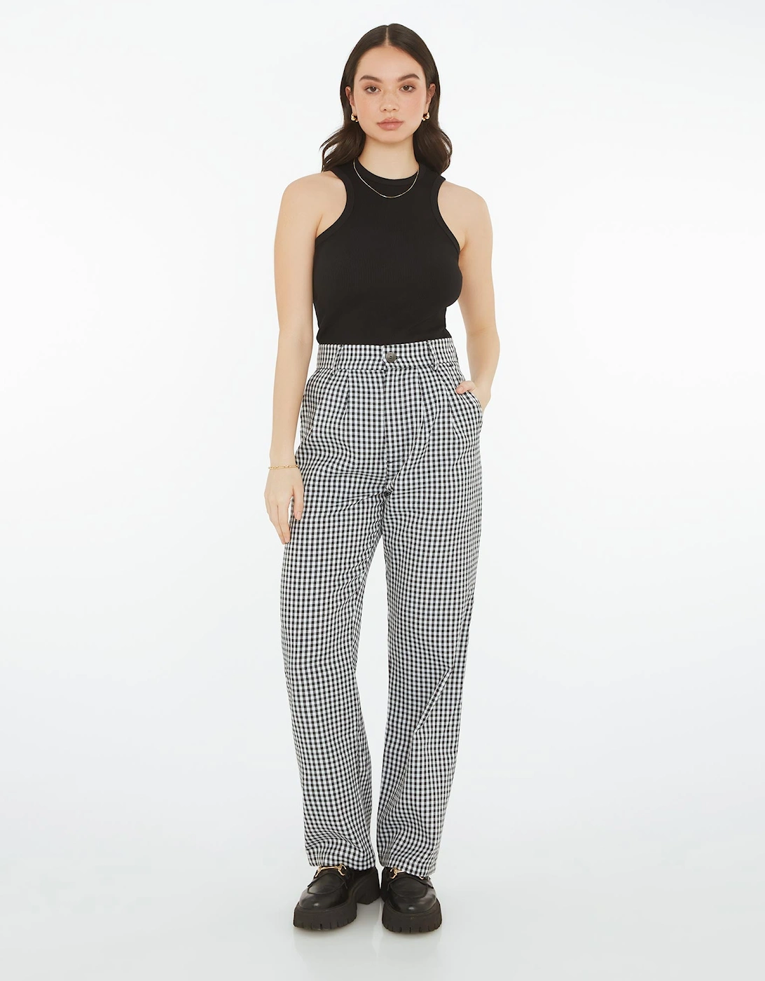 Cinnamon Relaxed Trousers in Black & White Check, 7 of 6