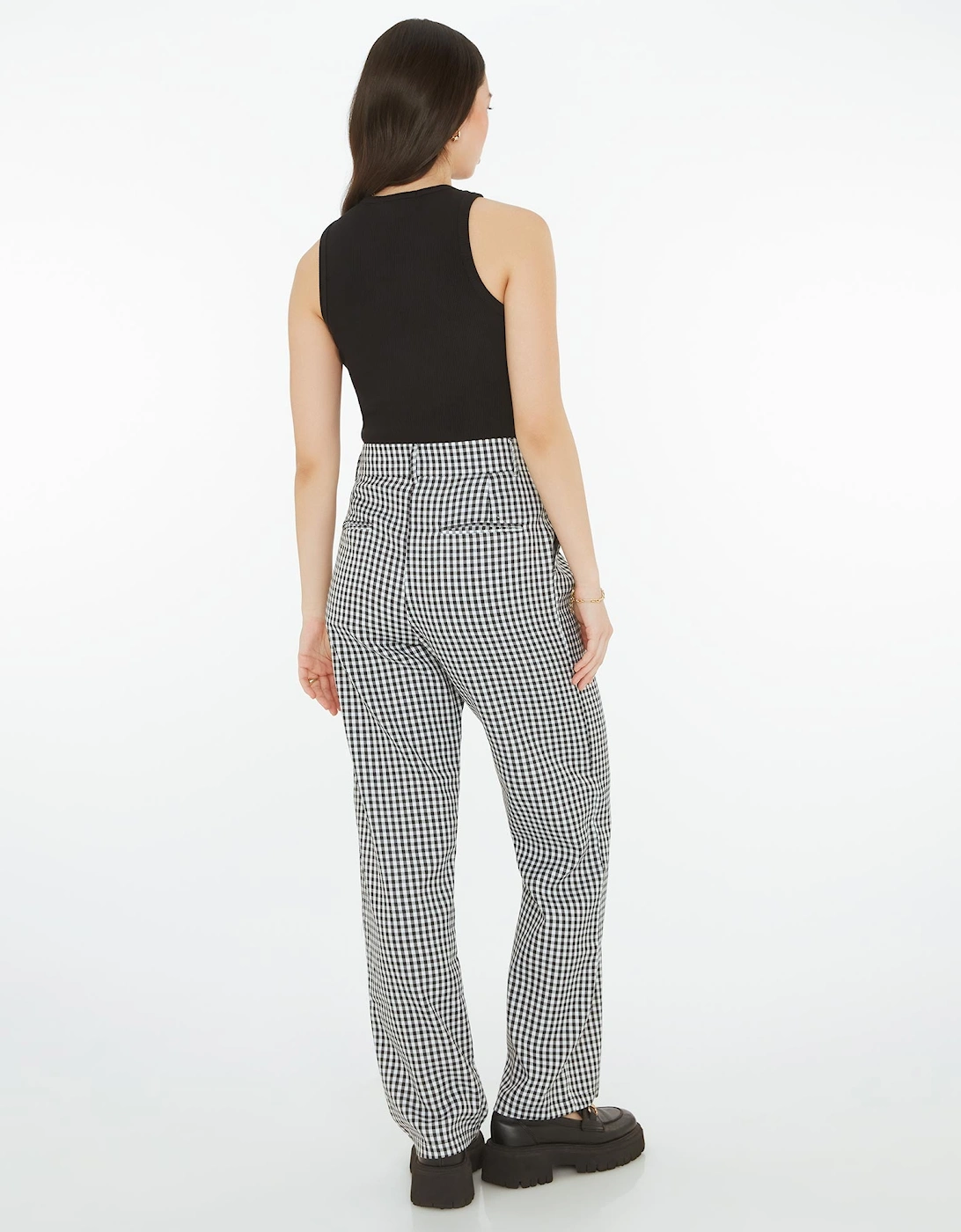 Cinnamon Relaxed Trousers in Black & White Check