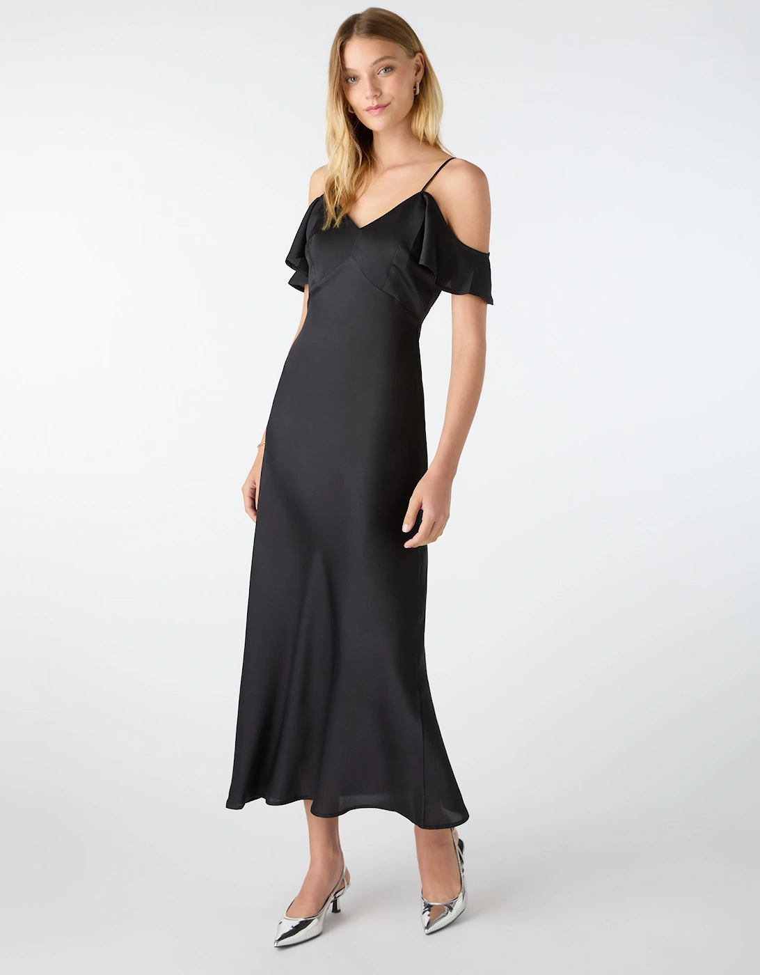 Anthia Drop Shoulder Midi Dress in Black, 7 of 6