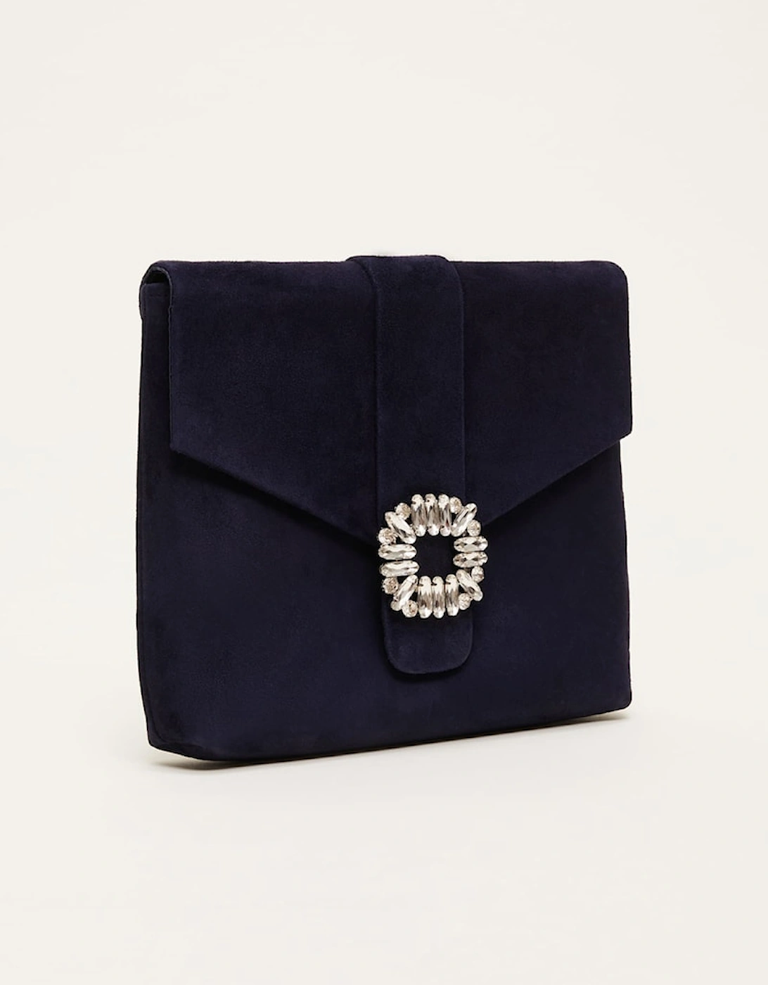 Embellished Suede Envelope Clutch Bag