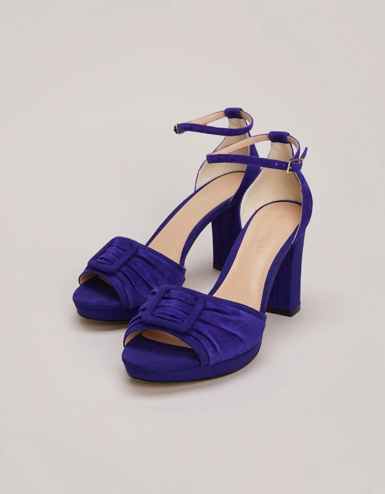 Blue Suede Platform Heels