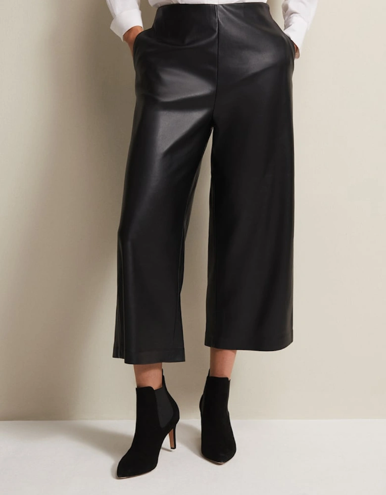 Emeline Black Faux Leather Culottes