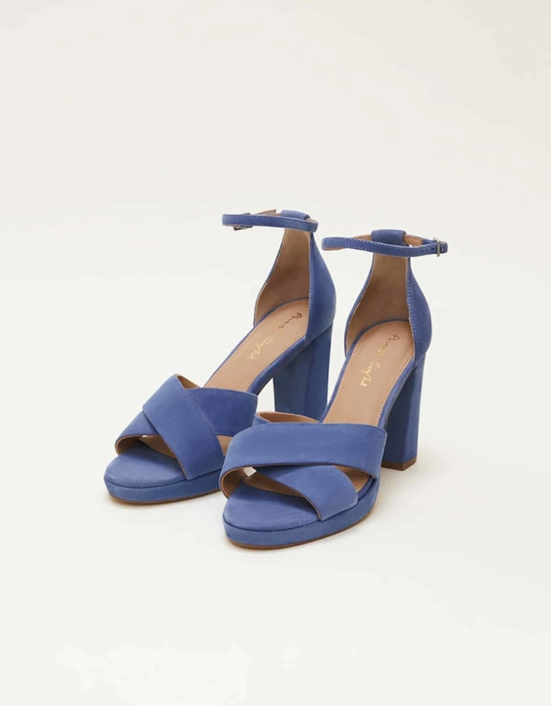 Blue Suede Platform Heels