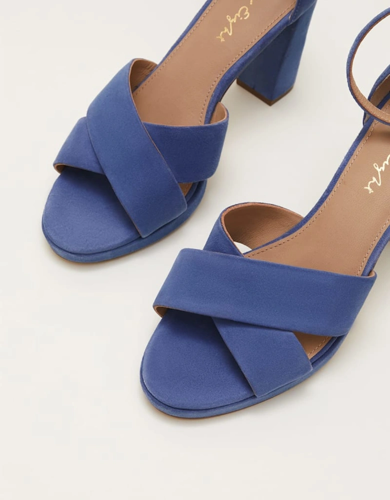 Blue Suede Platform Heels