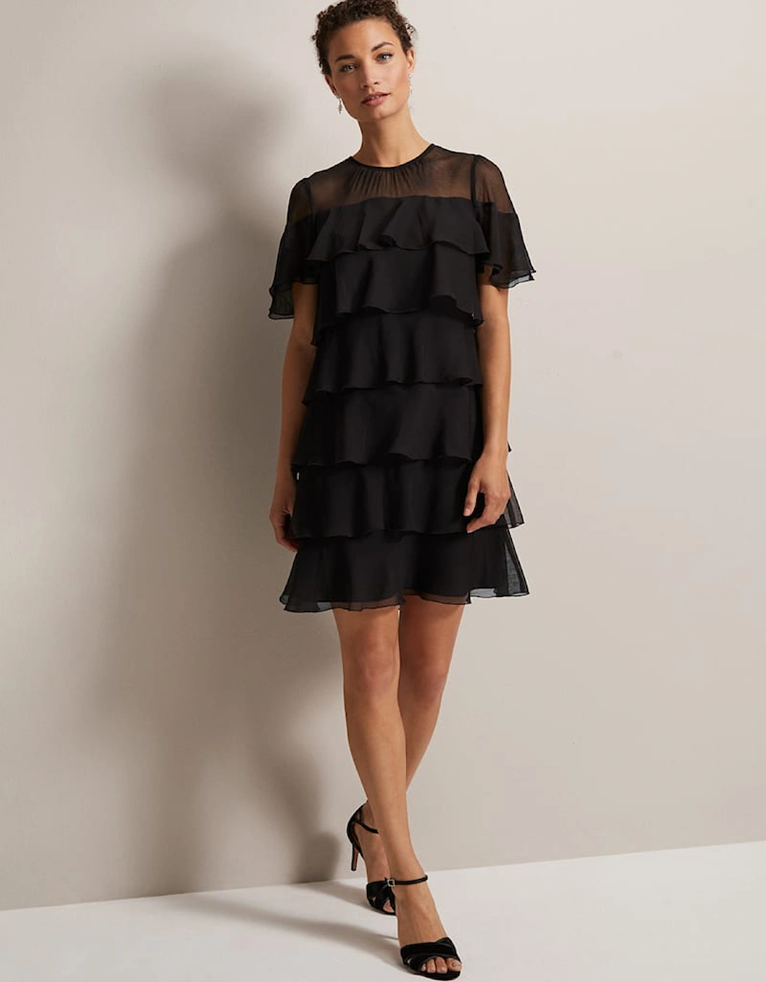 Nika Black Tiered Shift Dress