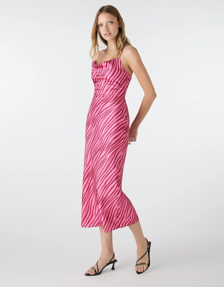 Riviera Midi Dress in Pink Zebra