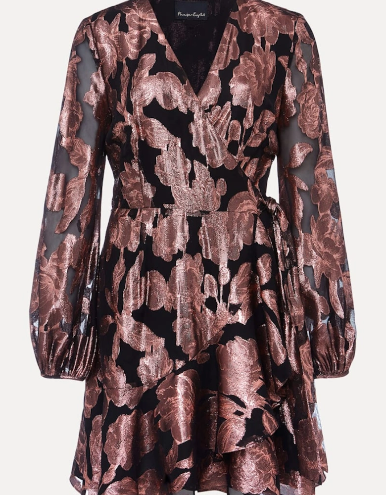 Juniper Foil Jacquard Wrap Dress