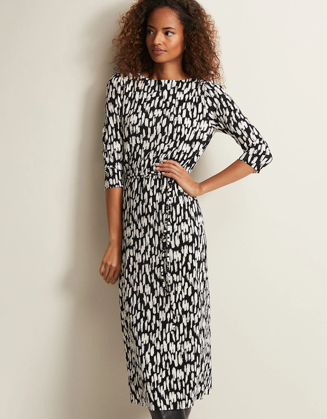 Jane Spotted Plisse Midi Dress, 8 of 7