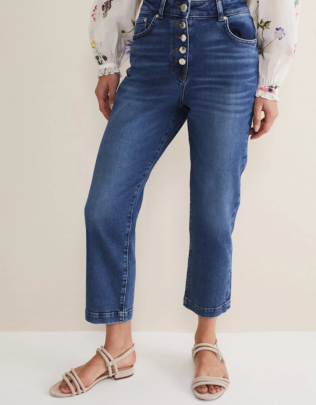 Karlie Button Through Straight Leg Jeans
