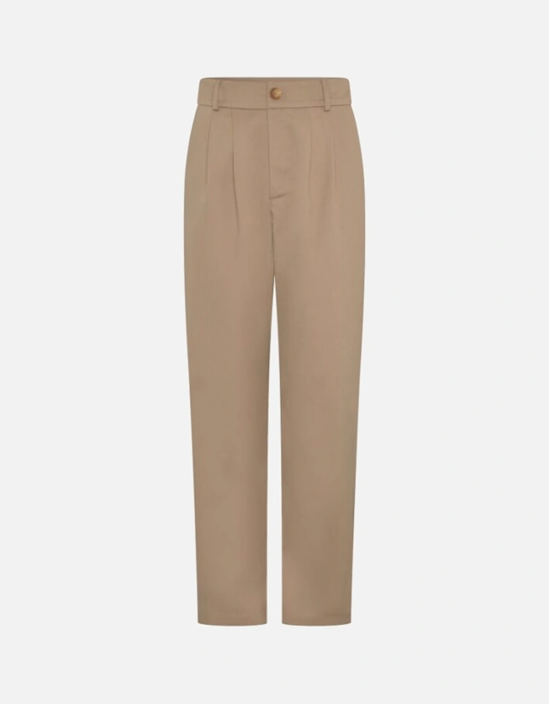 Cinnamon Relaxed Trousers in Beige Cotton/Tencel