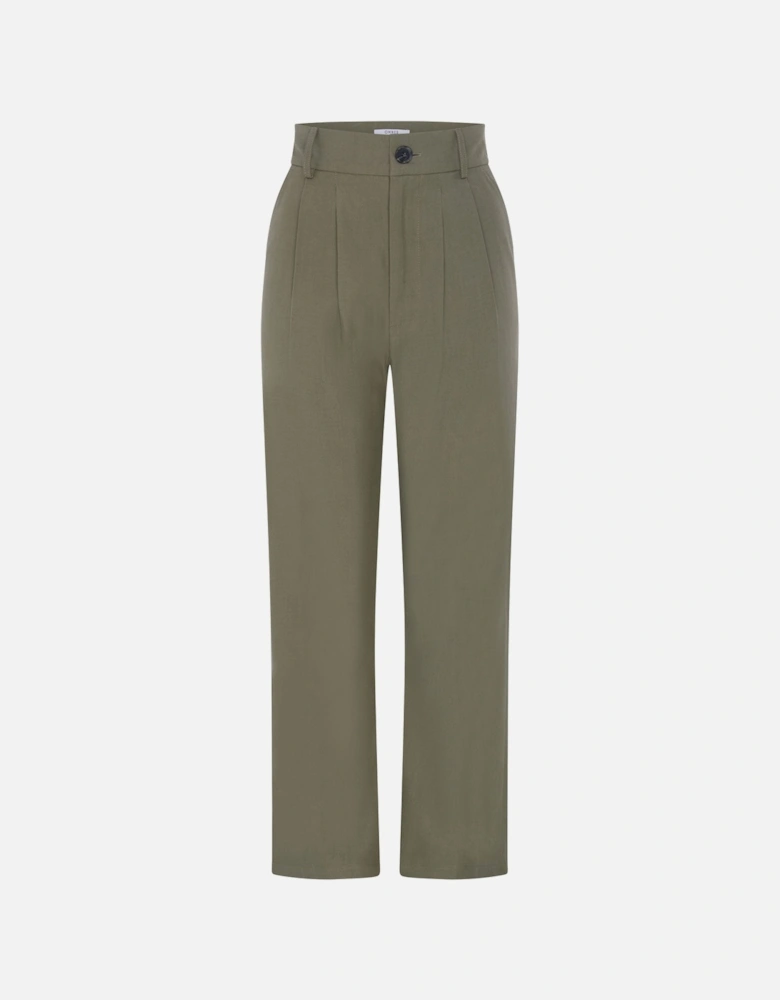 Cinnamon Relaxed Trousers in Mole Green Cotton/Tencel