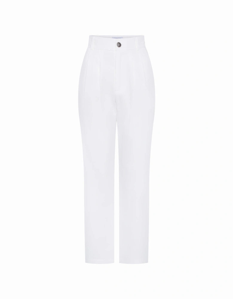 Cinnamon Relaxed Trousers in White Cotton/Tencel