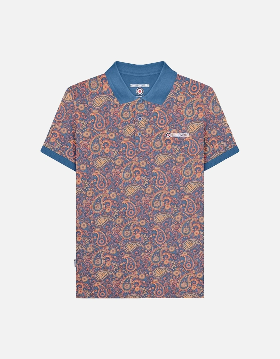 Mens Paisley Brand Three Button Retro Polo Shirt Top