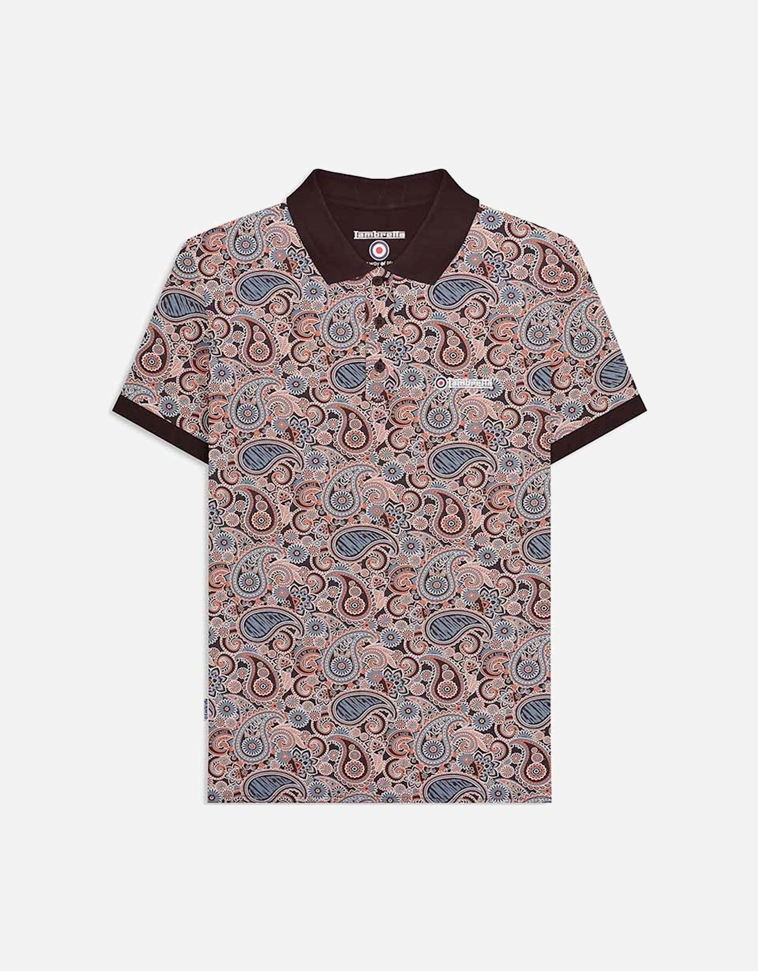 Mens Paisley Brand Three Button Retro Polo Shirt Top