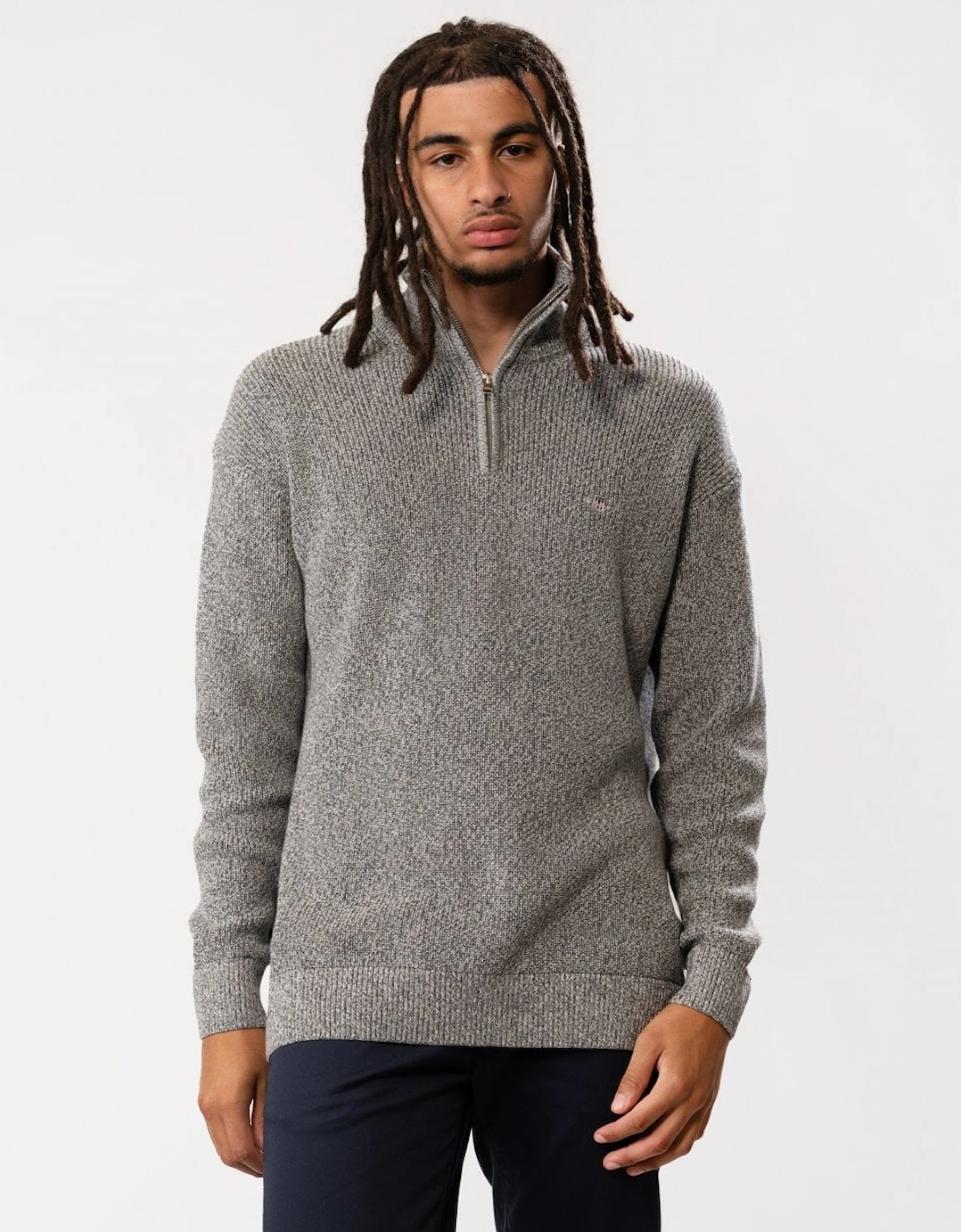 Mens Twisted Yarn Half-Zip Sweater, 5 of 4